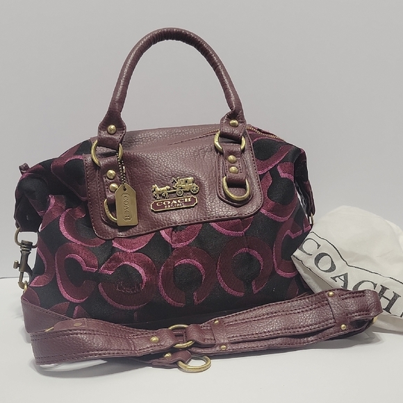 Coach Handbags - Coach Purple and Black Satchel with Gold-Tone Hardware